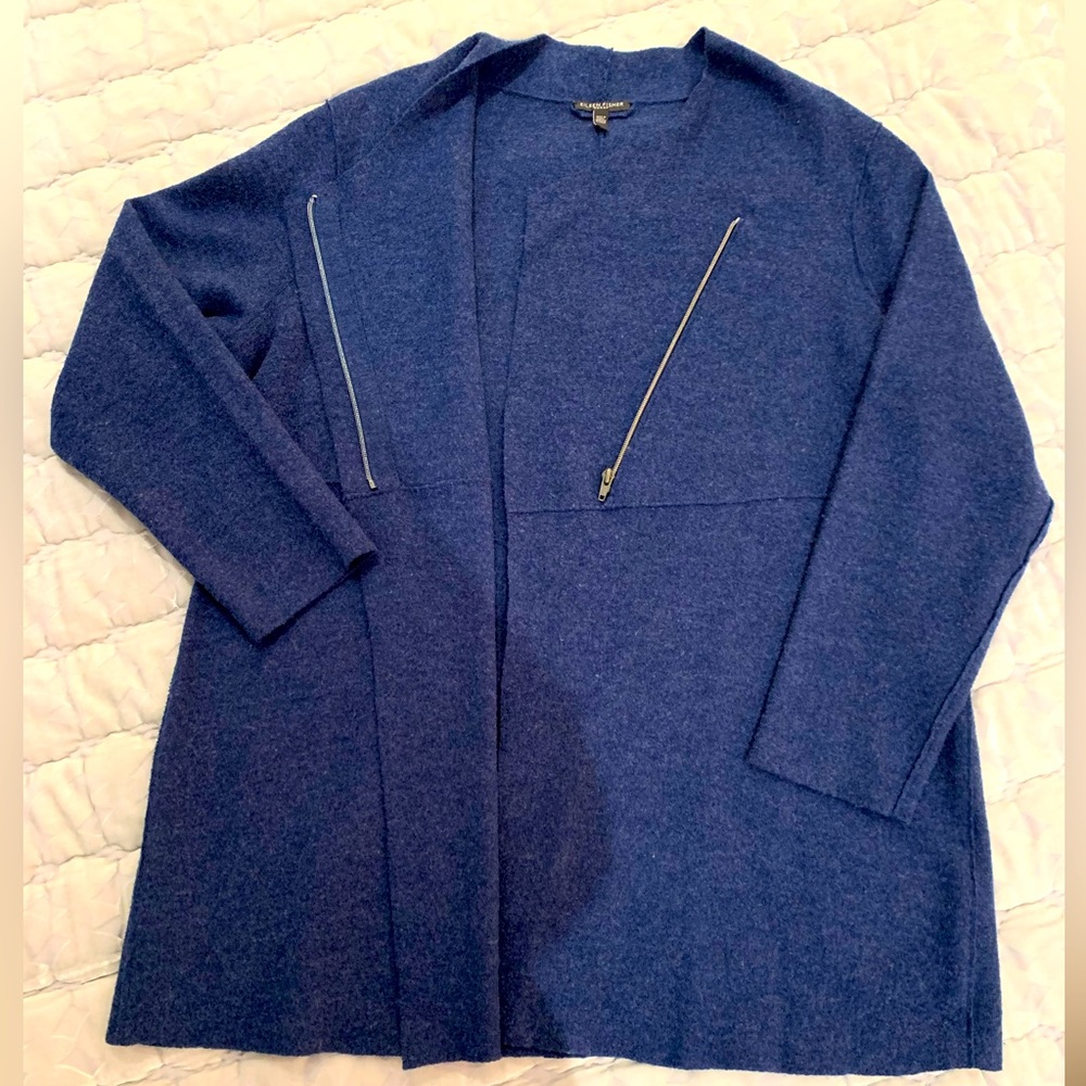 Eileen Fisher asymmetrical zip wool jacket